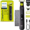 Norelco Philips OneBlade Pro 360 Face + Body, Electric Shaver, Beard Trimmer and Body Groomer, with 360 Blade Technology, 14-Length Precision Comb, Body Kit, Soft Pouch, Model QP6542/70 (Black/Lime Green)