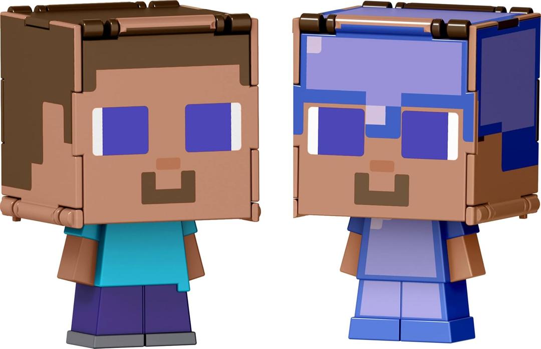 Mattel Minecraft Flippin Figs Figures with 2-in-1 Fidget Play, 3.75-inch Scale Toy with Large Head & Pixelated Design (Characters May Vary)