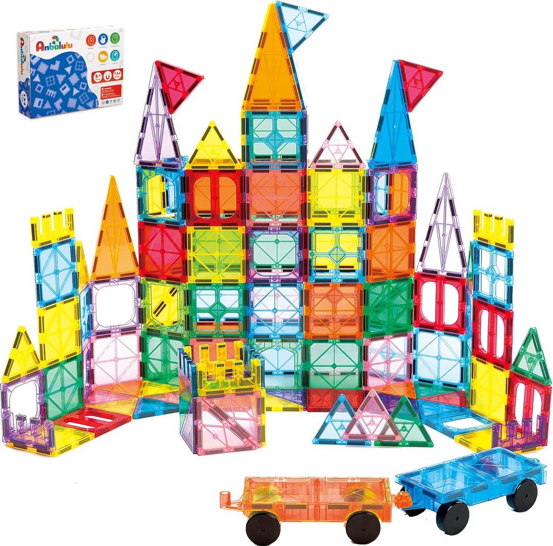 Magnetic Building Tiles, 134PCS Large Magnet Building Set,Magnetic Blocks, 3D STEM Stacking Toys, Magnets Toy for Kids Boys Girls
