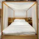 Linentalks Ivory Canopy Bed Curtains Set, Luxury Sheer Drapes for Four Post Bed - 1 PC, 52X205