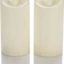 CANDLE CHOICE Waterproof Outdoor Battery Operated Flameless Candles with Timer Flickering Plastic Resin Electric LED Pillar Lights for Lantern Patio Garden Wedding Party Decorations 3x6 Inches 2 Pack (Cream White)