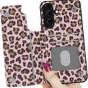 LETO for Samsung Galaxy A15 5G Wallet Case - Flip Folio Leather Kickstand - Credit Card Holder - Fashionable Flower Designs - Protective Phone Cover for Women and Girls - 6.5" - Pink Leopard