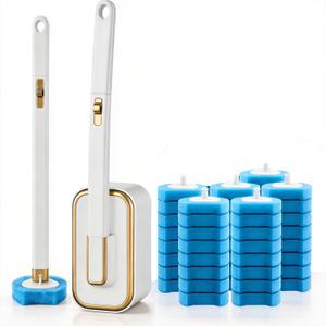 Disposable Toilet Brush with 48 Refill Heads and Holder Includes Storage Caddy&Toilet Bowl Wand, Wall-Mount Scrubbing Toilet Brush Bathroom Cleaning Kit (1 Wand+48 Refills)