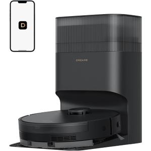 dreame D20 Plus Robot Vacuum and Mop, 13,000Pa Suction, Self-Emptying with 5L Dust Bag, DuoBrush for Pet Hair, LDS Mapping, App & Voice Control, Ideal for Hard Floors & Carpets (Black)