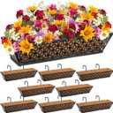 Geetery 8 Pack Window Railing Planter Deck Black Metal Hanging Flower Planter Basket Railing Window Basket with Coconut Liner for Patio Fence Porch Balcony Outdoor Indoor(30 Inch)