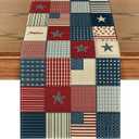Artoid Mode Checkered Stars Stripes 210 GSM 4th of July Table Runner, Memorial Day Kitchen Dining Table Decoration for Home Party Decor 13x72 Inch