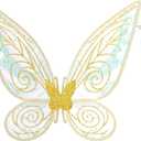 Quescu Fairy Wings for Adults,Butterfly Wings for Girls,Angel Wings,Fairy Costume for Women Halloween Dress Up Party Favor (Gold)