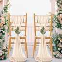 QueenDream Wedding Chair Sashes Aisle Decorations: 24 Pack Champagne Chair Cover 8FT Long Tulle Draping Fabric Reception Church