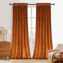 Roslynwood Velvet Orange Curtain 84 inches Long - Curtains Block Light Rod Pocket Thermal Insulated Window Drapes Set for Living Room/Bedroom/Kitchen Room, W52 x L84, 2 Panels