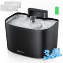 Cat Water Fountain, 122oz/3.6L Pumpless Wireless Cat Fountain, Cordless Water Fountains for Cats Indoor, Dog Pet Water Fountain Battery Operated with Stainless Steel Tray (Black, Fountain+2 Fliters)