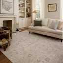 Loloi Chris Loves Julia Louisa Collection LOI-01 Oatmeal/Stone 9'-6" x 9'-6", .38" Pile Height, Round Area Rug