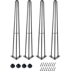 4 Pack 40 Inch Hairpin Table Legs, Heavy Duty Industrial Metal Furniture Legs 1300LBS Load Capacity, Black Anti-Rust Desk Legs withFloorProtectorsforCoffeeTable DiningTable Nightstand Bench Dresser