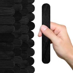 200PCS Black Wood Craft Sticks 6 Inch  0.66" Width x 6" Length Black Craft Sticks for DIY Jumbo Popsicle Flat Rods Wide Wax Flat Wooden Supplies