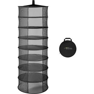 iPower Herb Drying Rack 8-Layer 2-Feet Black Mesh Hanging Net Dryer Collapsible with Opendoor, Pothook and Storage Pouch, for Hydroponics Flowers, Buds, Pack of 2