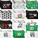 30Pcs Soccer Makeup Bag Soccer Gifts for Women Canvas Cosmetic Bags with Zipper Travel Toiletry Pouch Accessories for Women Football Lover Players Team Gifts