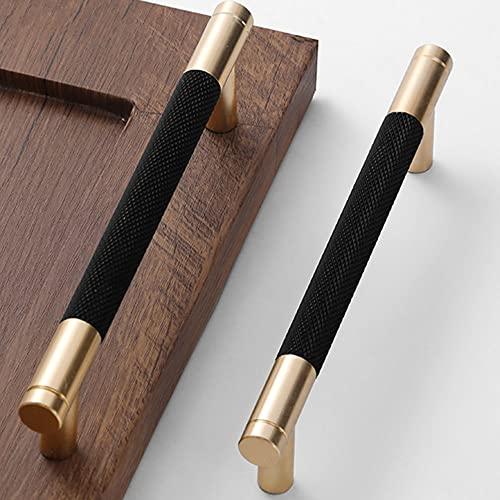 Westablize 10 Pack 5 Inch 128 mm Bar Cabinet Pulls Gold and Black Knurled Handles for Brushed Gold Drawer Pulls Cupboard Aluminum Handles