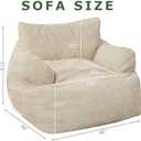 HIGOGOGO Giant Bean Bag Chair Sofa, Big Comfy Chair for Bedroom Living Room, Bean Bag Lazy Chair for Adults with Pocket Armrests for Gaming, Reading, Beige