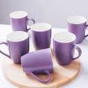 Coffee Mugs Set of 6, 12oz Ceramic Coffee Mugs with Handle, Matte Porcelain Purple Coffee Mug for Latte, Tea, Cocoa, Cappuccino, Cups for Women Men for Home Restaurant Mug (Purple)