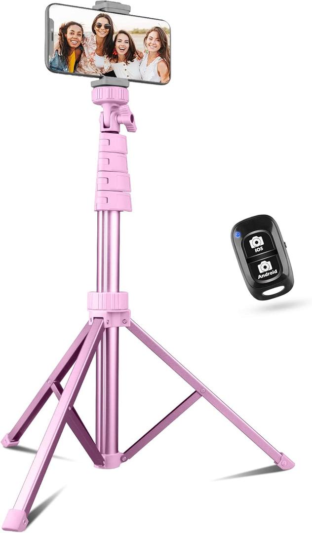 Sensyne 67" Phone Tripod & Selfie Stick, Extendable Cell Phone Tripod Stand with Wireless Remote and Phone Holder, Compatible with iPhone Android Phone, Camera