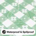 Rectangle Vinyl Table Cloth, Waterproof Elastic Fitted Tablecloth with Flannel Backing, Plastic Table Cover for Picnic, Camping, Outdoor (White & Sage Green, 30"x48")