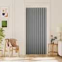 H.VERSAILTEX 100% Blackout Linen Curtains Accordion Door Curtain for Doorway Privacy Folding Closet Door Curtain Room Divider Sliding Door Shade with Hooks, 1 Panel, W55" x L78", Heather Gray