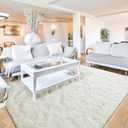 Terrug Cream White Fluffy Area Rug for Living Room, 5x7 Ft Tie-Dyed Shag Throw Rugs, Soft Machine Washable Plush Carpet with Non Slip Backing for Girls Kids Room Bedroom Floor Decoration