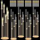 Tandefio 4 Sets Acrylic Candelabra Centerpieces 46.5'' Tall Clear Candle Holders Pillar Taper Candlestick with Lampshades 6 Arm Floor Candelabra Stand for Wedding Christmas Ceremony Dinner Party