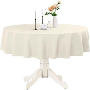 Romanstile Round Waterproof Tablecloth, Stain Resistant Washable Table Cloths Wrinkle Free Polyester Table Covers for Kitchen Dining Party Wedding Indoor and Outdoor - Ivory, 70 Inch