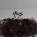 IMEKIS Girls Halloween Christmas Costume Fairy Wings Tutu Skirt with Headband Spider Bat Santa Birthday Party Outfit Cosplay (9-12 Years, Dark Brown - Deer)