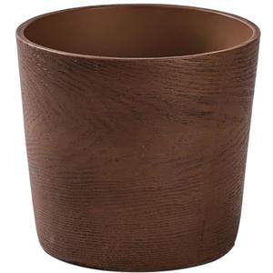 Ekirlin 7 inch Plant Pot, Resin Mahogany Texture Flower Planters with Drain Hole, Removable Rubber Stopper and Non-Slip Soft Pad - for Most Plants and Flowers