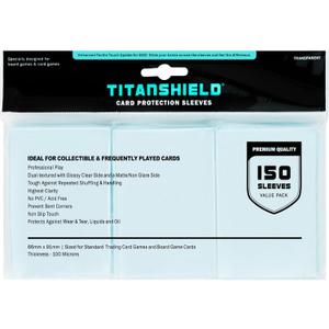 TitanShield Premium Clear Card Sleeves Compatible with Standard Sized Board Games, MTG Magic The Gathering, Pokemon, Lorcana and Trading Cards 2.5" x 3.5" 66x91mm (150 Sleeves) (Single Pack)