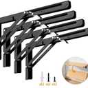 Yarssihha 12 Inch Folding Shelf Bracket, 4 Pack Heavy Duty Wall Mounted Foldable Brackets, Space-Saving Metal Collapsible Shelf Brackets, Max Load:180lbs