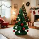 Civaner 3 ft x 1.8 ft Large Honeycomb Christmas Tree Thickened 3D Honeycomb Paper Christmas Tree with Magnetic Folding Xmas Modern Decorations Xmas for Home Living Room Holiday Decorations (35.4 Inches, Green)