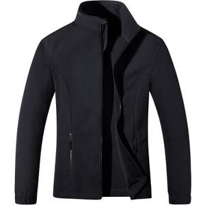 MAGCOMSEN Women's Fleece Jacket Zip Up Coat Lightweight Soft Warm Long Sleeve Jackets with Pockets for Winter (Black) Small