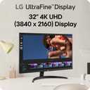 LG 32UR500K-B Ultrafine 32-inch 4K UHD (3840x2160) Computer Monitor HDR10 Built-in Speaker x2 OnScreen Control Reader Mode Flicker Safe Borderless Design HDMIx2 DisplayPort Black