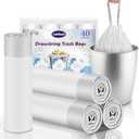 Pack of 3 LainNeala 40 Counts 4 Gallon Small Drawstring Trash Bags, Small Garbage Bags Code a fit 10-15 Liter, 3.5-4 Gal Mini Trash Bag, White Trash Bin Liners for Home Office Kitchen Bathroom Bedroom