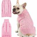 Dog Sweaters for Small Medium Large Dogs Cats, Soft Warm Turtleneck Pullover Solid Cable Knit Fleece Stretch Pet Clothes,Classic Fuzzy Coat for Puppy Girl Boys for Fall Winter Cold Weather L