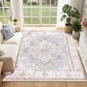 Square 6ft Washable Nursery Girls Low Pile Area Rug Pink Blue