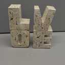 Book Ends Decorative with Love Design,Small Farmhouse Heavy Duty Bookends,Book Holders for Shelves, Book Stoppers for Home Desk Decoration, Unique Love Sculpture Bookend-Great Gift for Valentine's Day