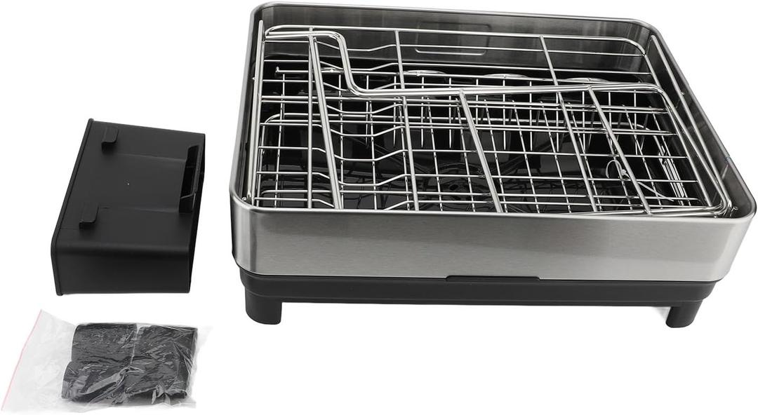Multifunctional Stainless Steel Dish Drying Rack with Cutlery and Cup Holder for Kitchen Counter, Space Saving Design (2 Tier)