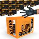 5-6 Mil HEAVY DUTY Black Nitrile Gloves, Powder Free, Latex-Free, Exam, Food, Mechanic, Tattoo Disposable Gloves (Large)