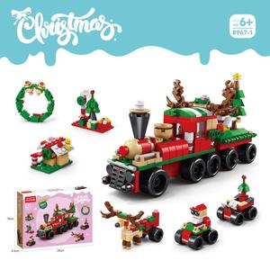NDZUI 2025 Christmas Building Blocks Set, Stacking Bricks Christmas Decorations and Gifts Building Set Toys Xmas Gifts for Kids and Adults (trainset)