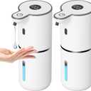 OHIFAST 2 Pack Automatic Liquid Soap Dispenser Touchless, USB Rechargeable Smart Hand Soap Dispenser, 6-Level Adjustable, 12.8oz/380mL Wall Mount for Bathroom Kitchen Dish Soap-White