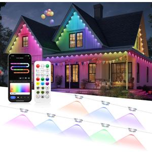 lemonlovely Permanent Outdoor Lights, RGB+IC Smart Outdoor Halloween Lights for House, 300ft with 150 LED, IP67 Waterproof LED Light for Halloween Christmas Decorations, Work with Remote, APP