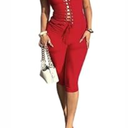acelyn Womens Sexy 2 Piece Outfits Sleeveless Capri Sets Tie Up Tank Top & Short Set Summer Pants Set Going Out Club Outfit (Red)