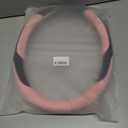 INEBIZ Universal Car Steering Wheel Cover Microfiber Leather Viscose Multi-Element Stitching (Black&Pink, D)