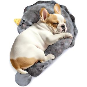 BurgeonNest Small Dog Calming Pillow for Dogs and Cats, Fluffy Soft Colorful Sleep Bolster Cozy Pet Bed Pillow, Great Present for Senior Pup Puppy Kitten, Washable, L (Grey)