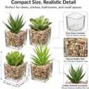 Briful Set of 4 Succulents Plants Artificial in Clear Glass Pots Small Fake Succulents Plants Mini Faux Plants Indoor for Window Sill Office Table Desk Shelf Bathroom Decor