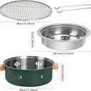 Portable Charcoal Barbecue Grill, 1pc Mini BBQ Grill Multifunctional Charcoal Grill Round Tabletop Charcoal Grill for Outdoor Cooking Home Party Picnic Camping (Green)
