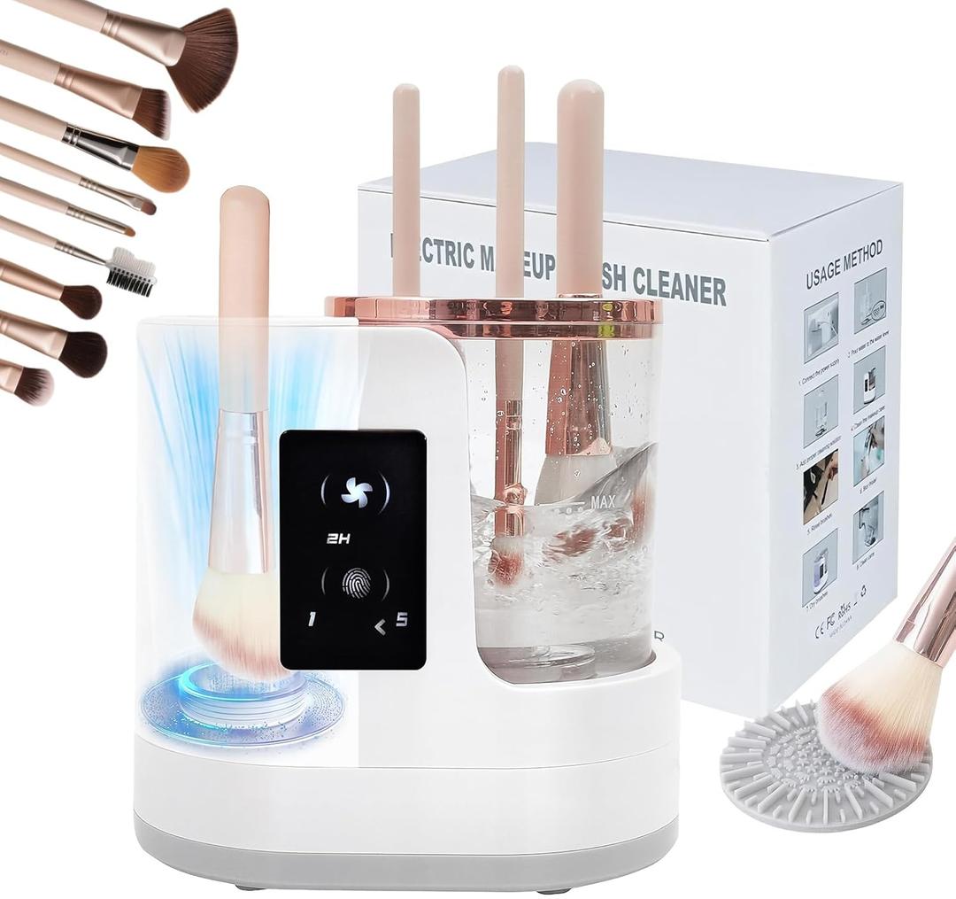 Electric Makeup Brush Cleaner 3-in-1 Automatic Brush Cleaning Machine, Dual-Direction Cleaning, Adjustable Drying, Fits All Brush Sizes, Efficient & Quick